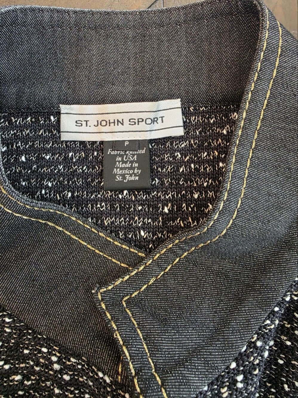 St John Sport Vintage Wool Blend Zip Cardigan Shell Set Black Flecked Size P/S - Picture 10 of 15